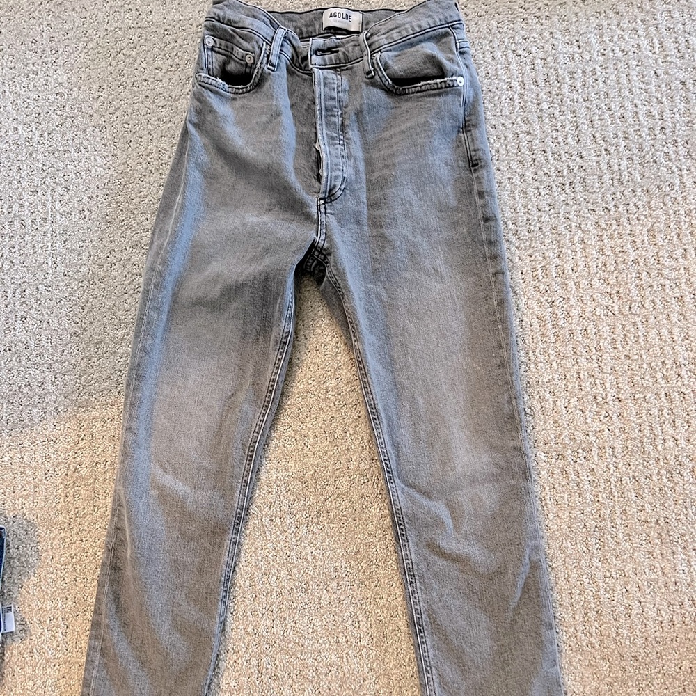 AGOLDE size 26 jeans straight leg ripped bottom